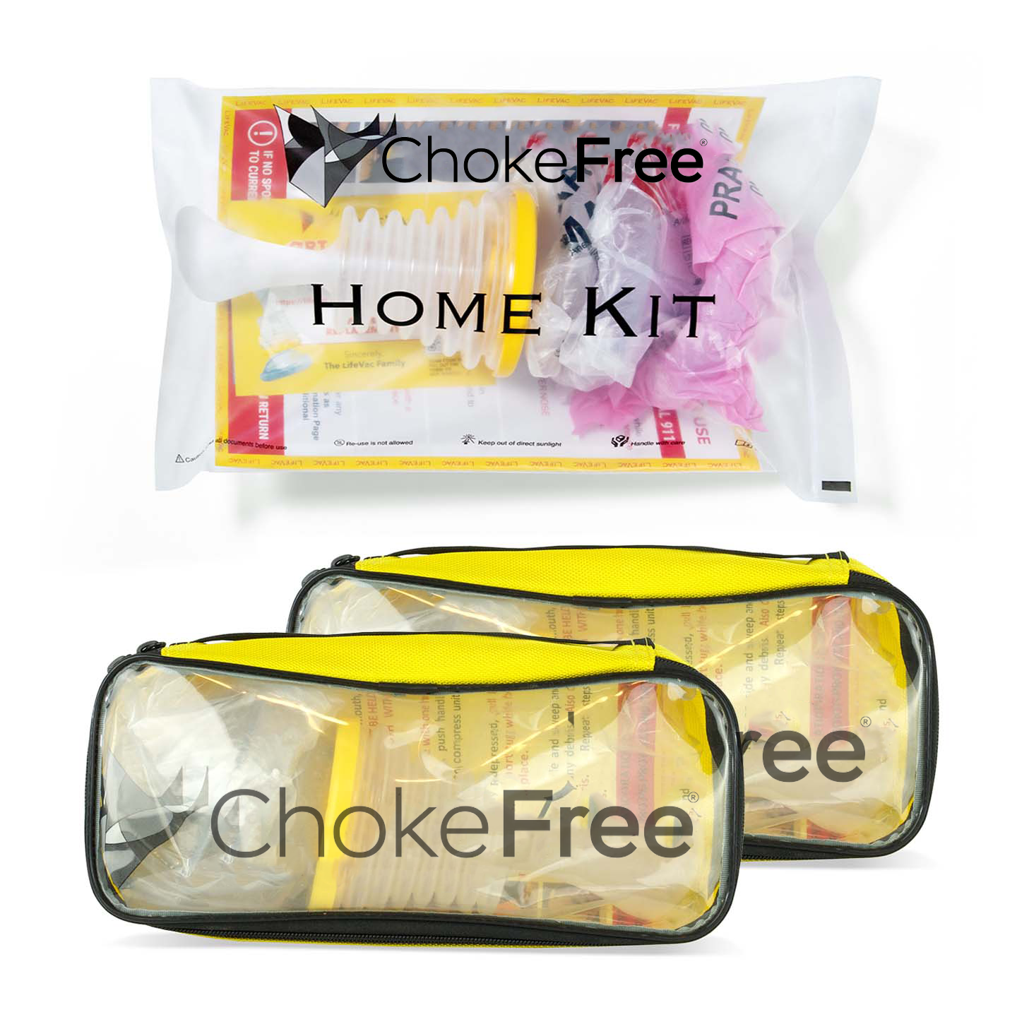 ChokeFree - Lifevac - 1x Home Kit 2x Travel Kit Bundle